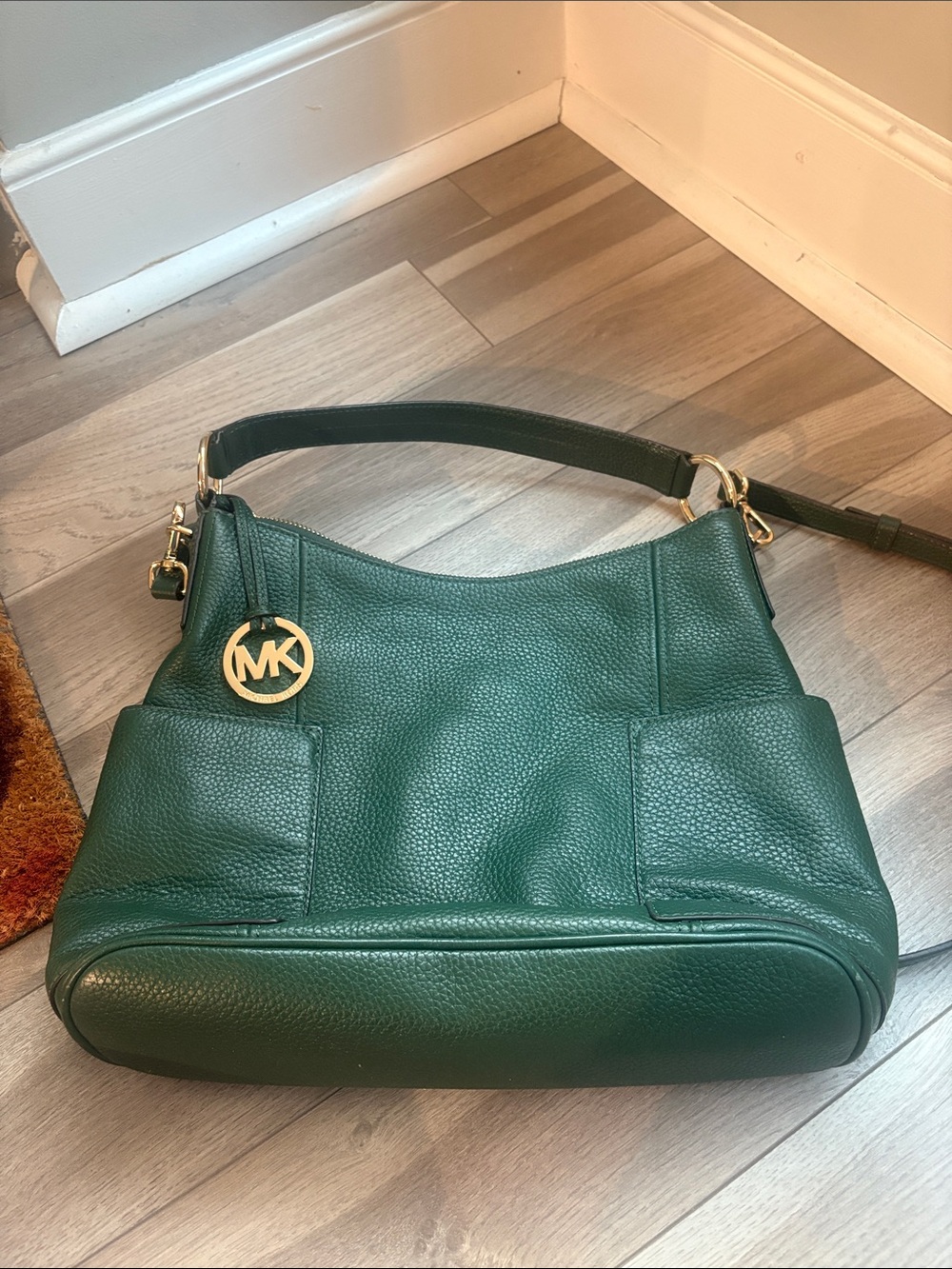 Michael Kors Forest Green Pebbled Leather Hobo Shoulder Bag - Picture 4 of 9